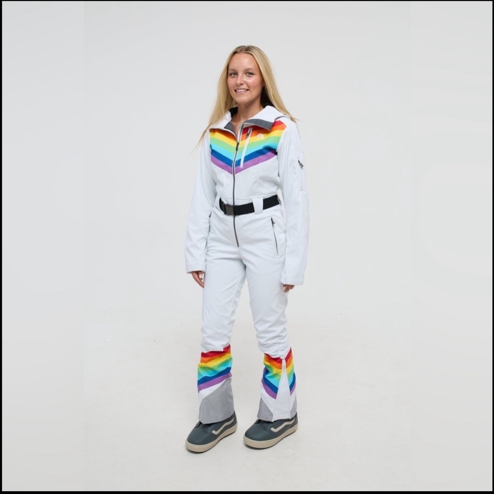 Women's White Rainbow Ski Jacket